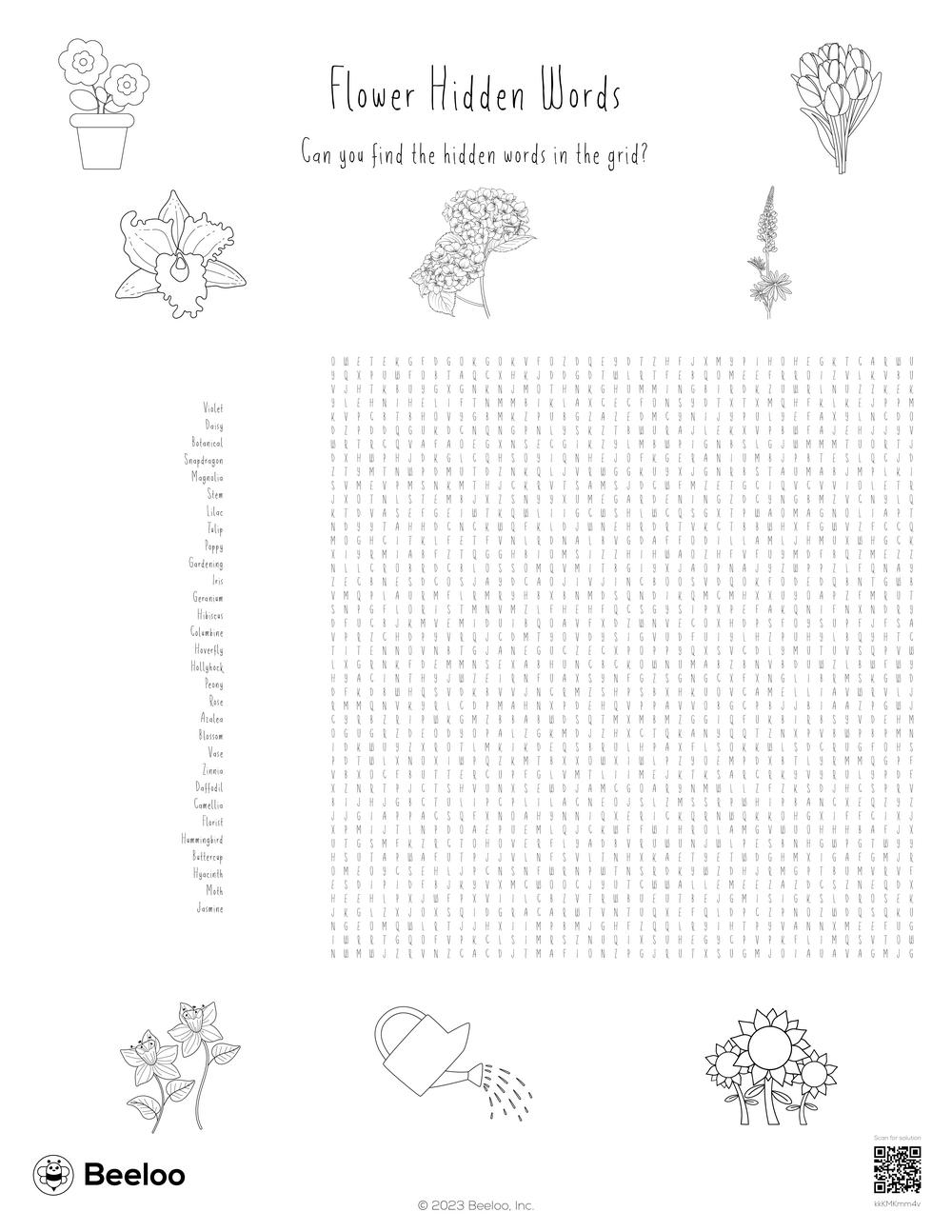 Flower themed Word Searches Beeloo Printable Crafts And Activities For Kids