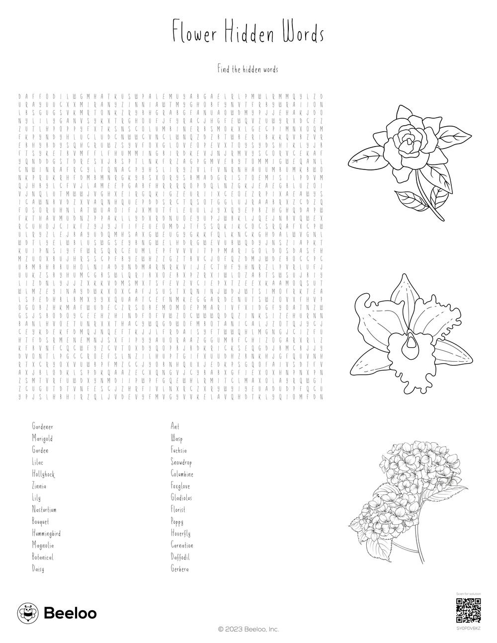 Flower themed Word Searches Beeloo Printable Crafts And Activities For Kids