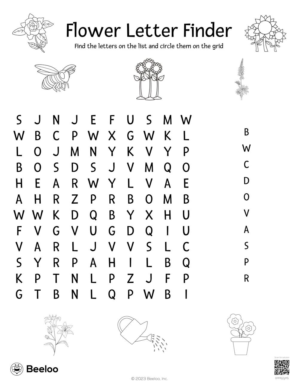 flower themed word searches beeloo printable crafts and activities for kids
