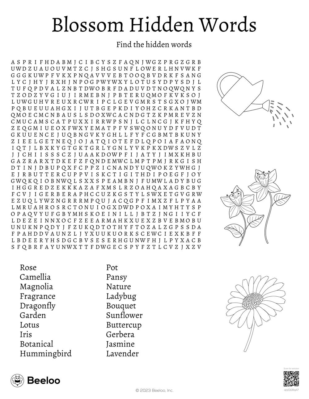 Flower themed Word Searches Beeloo Printable Crafts And Activities For Kids