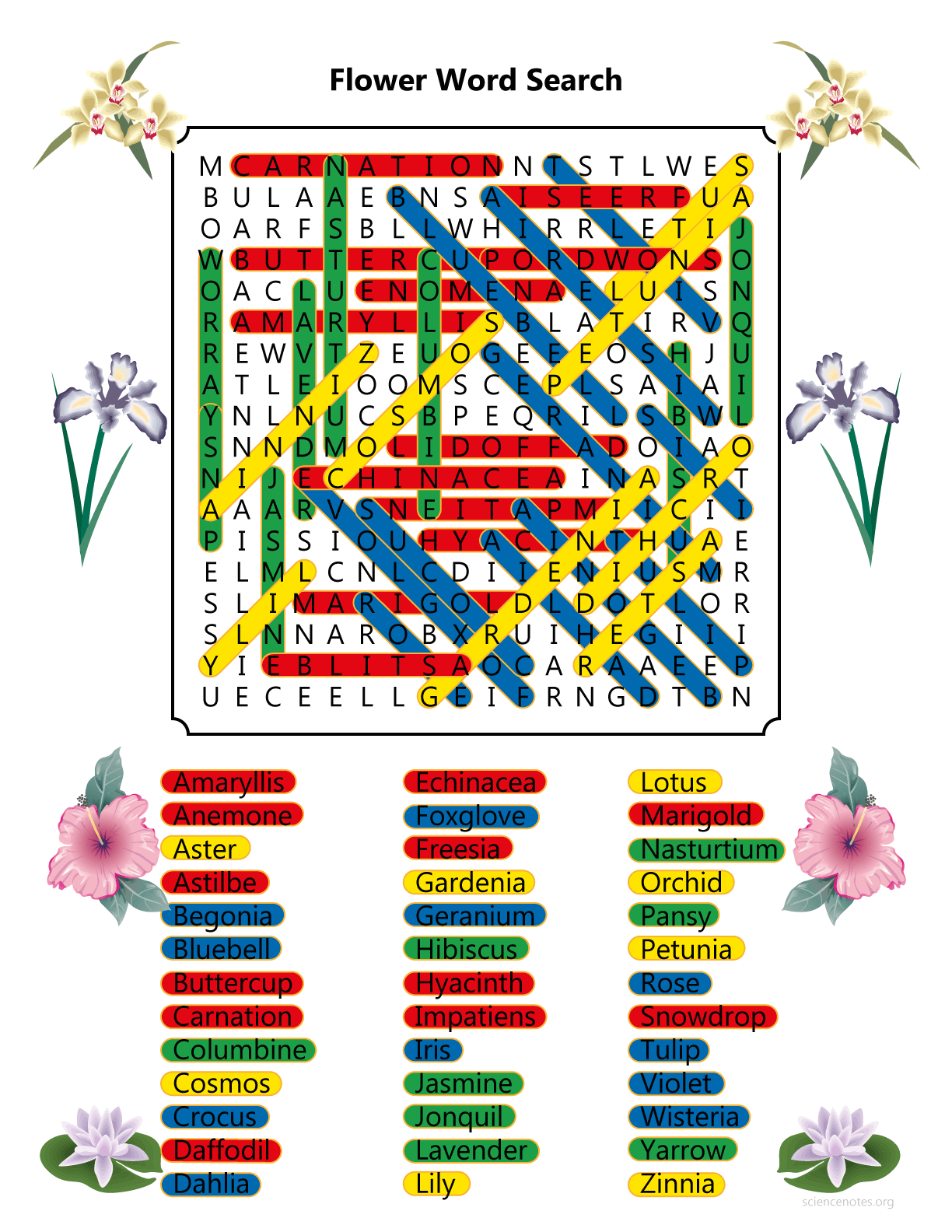 flower word search