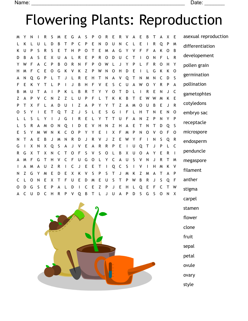 Flowering Plants Reproduction Word Search WordMint