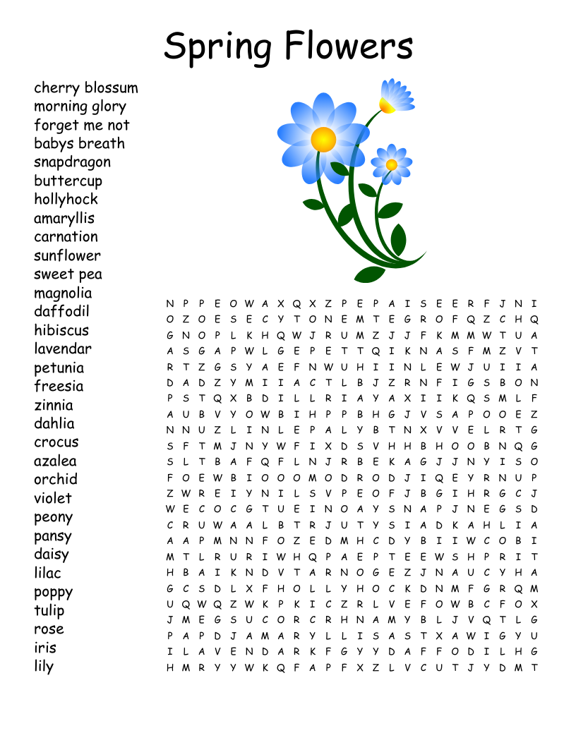 flowers word search wordmint