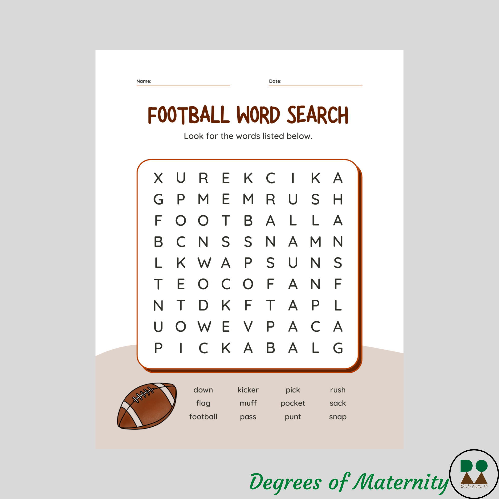 Football Word Search Activity Sheets 2 Different Activities W answer Keys Reading Incentive Classful