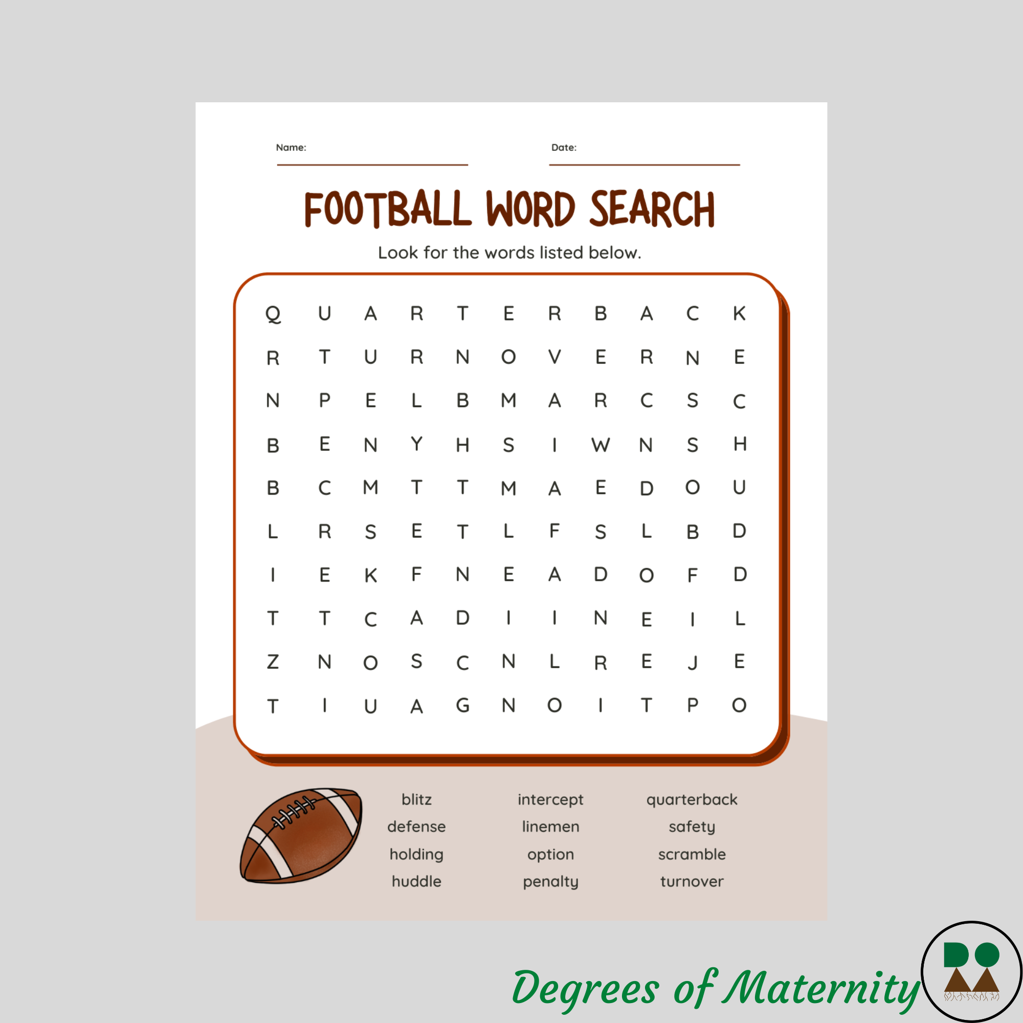 Football Word Search Activity Sheets 2 Different Activities W answer Keys Reading Incentive Classful