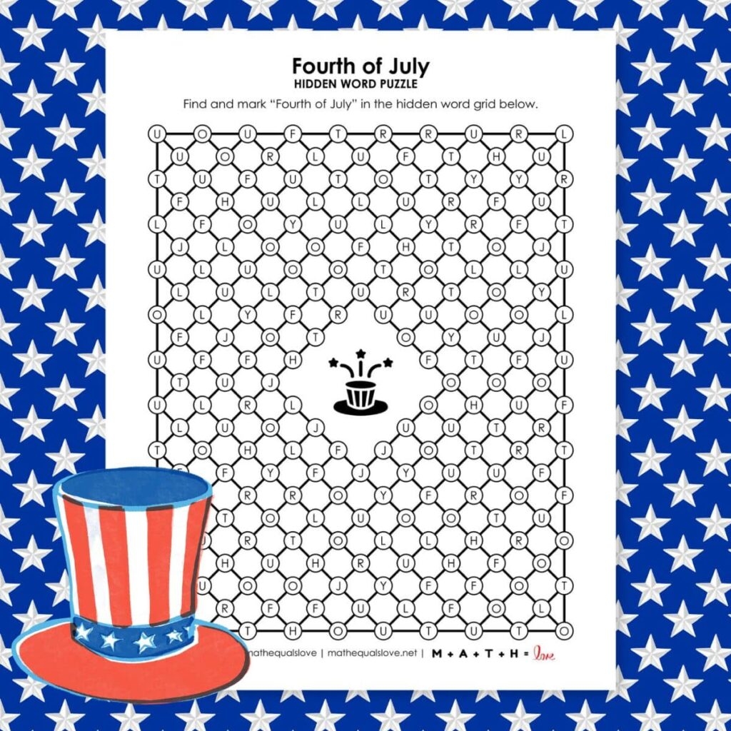 Fourth Of July Hidden Word Puzzle Free PDF 