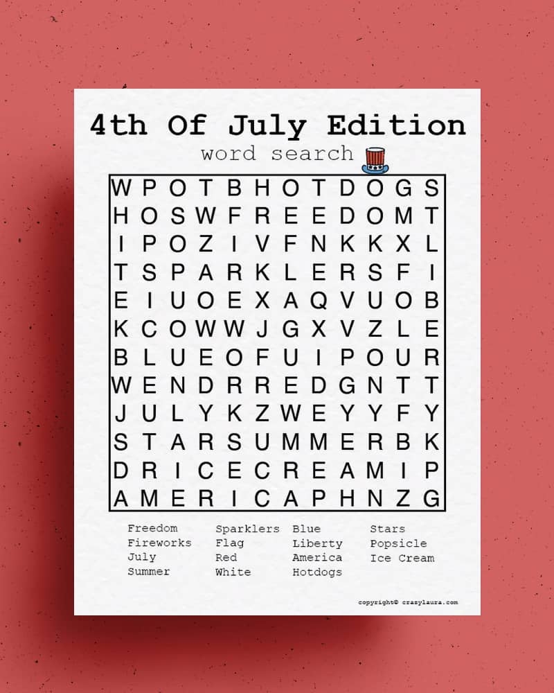 Word Search 24/7 4th Of July
