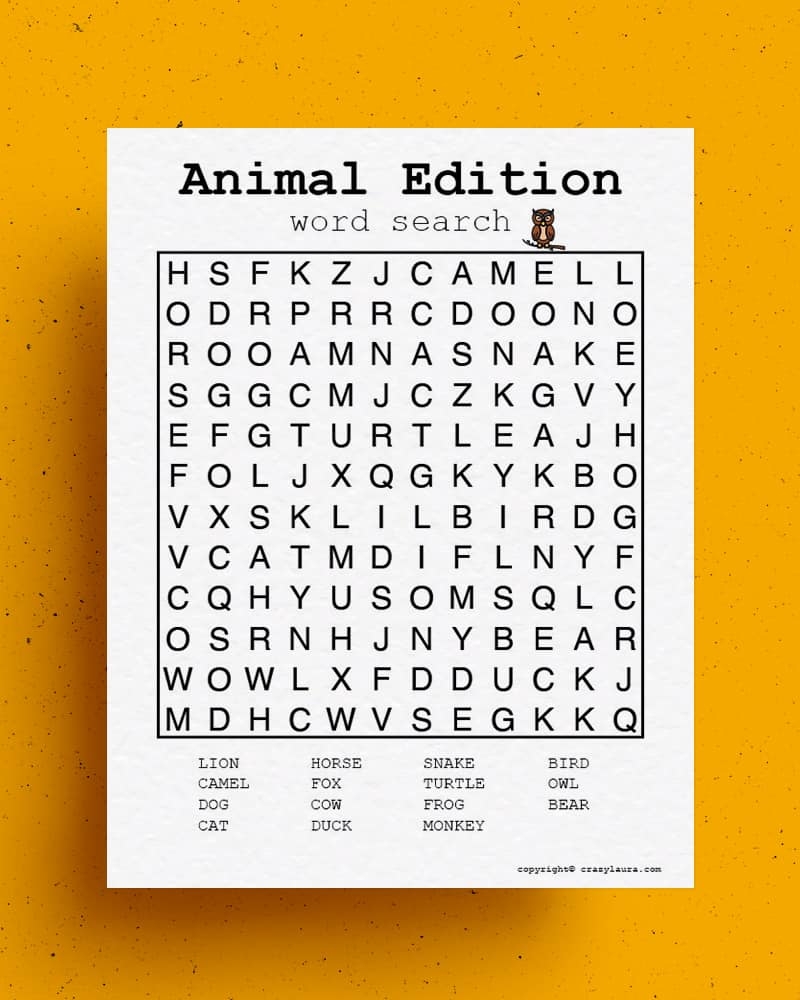 Easy Word Search Printable Pdf