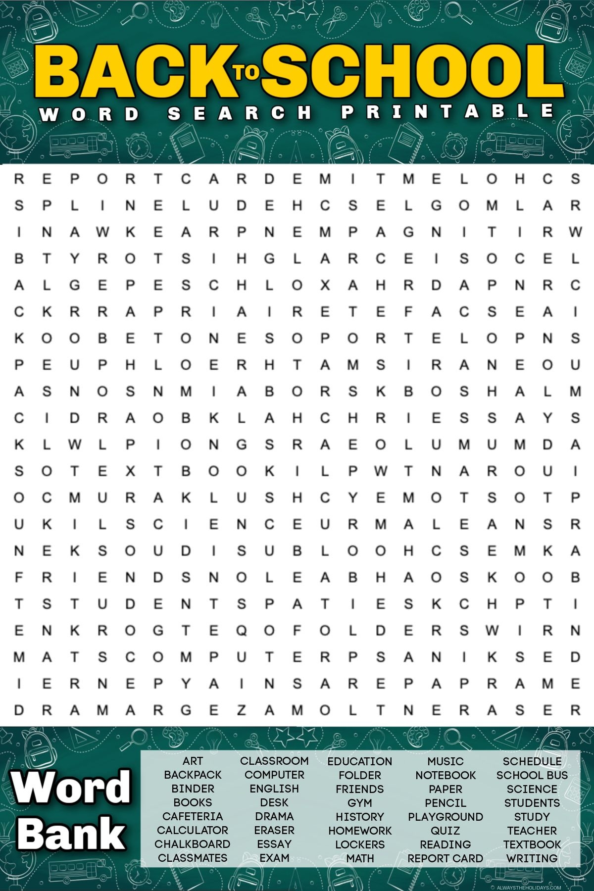 Free Back To School Word Search Printable With Answer Key Free Back To School Word Search Printable With Answer Key