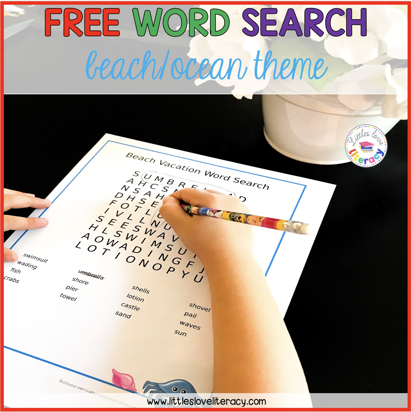 Beach Word Search Printable