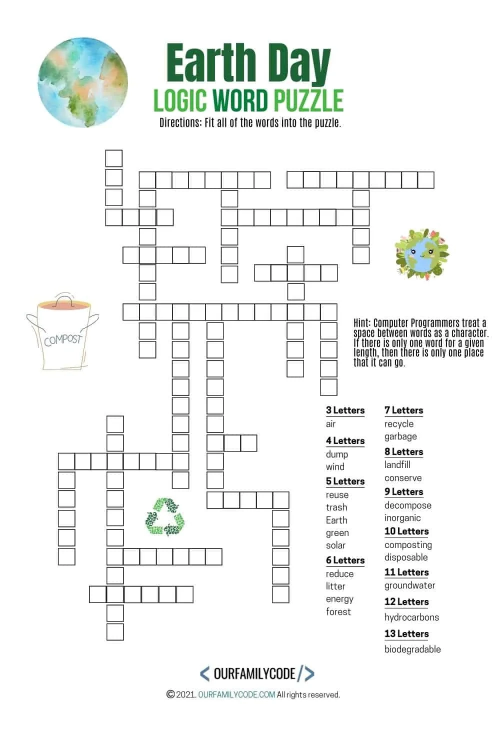 Free Earth Day Vocabulary Worksheets Our Family Code