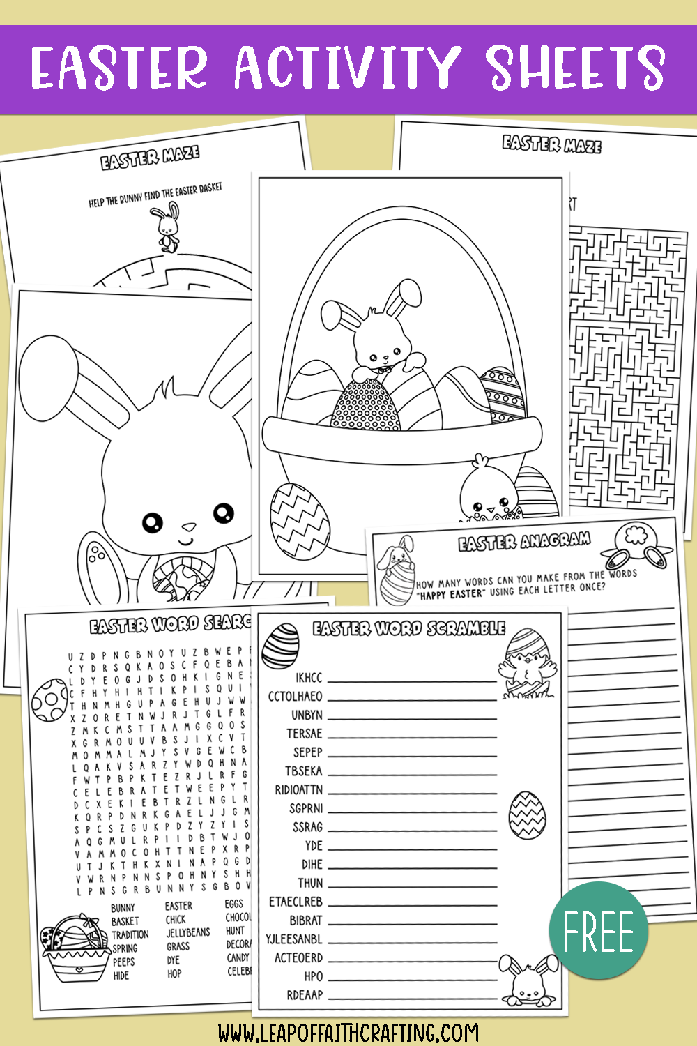 FREE Easter Worksheets PDF Coloring Pages Word Search More Leap Of Faith Crafting