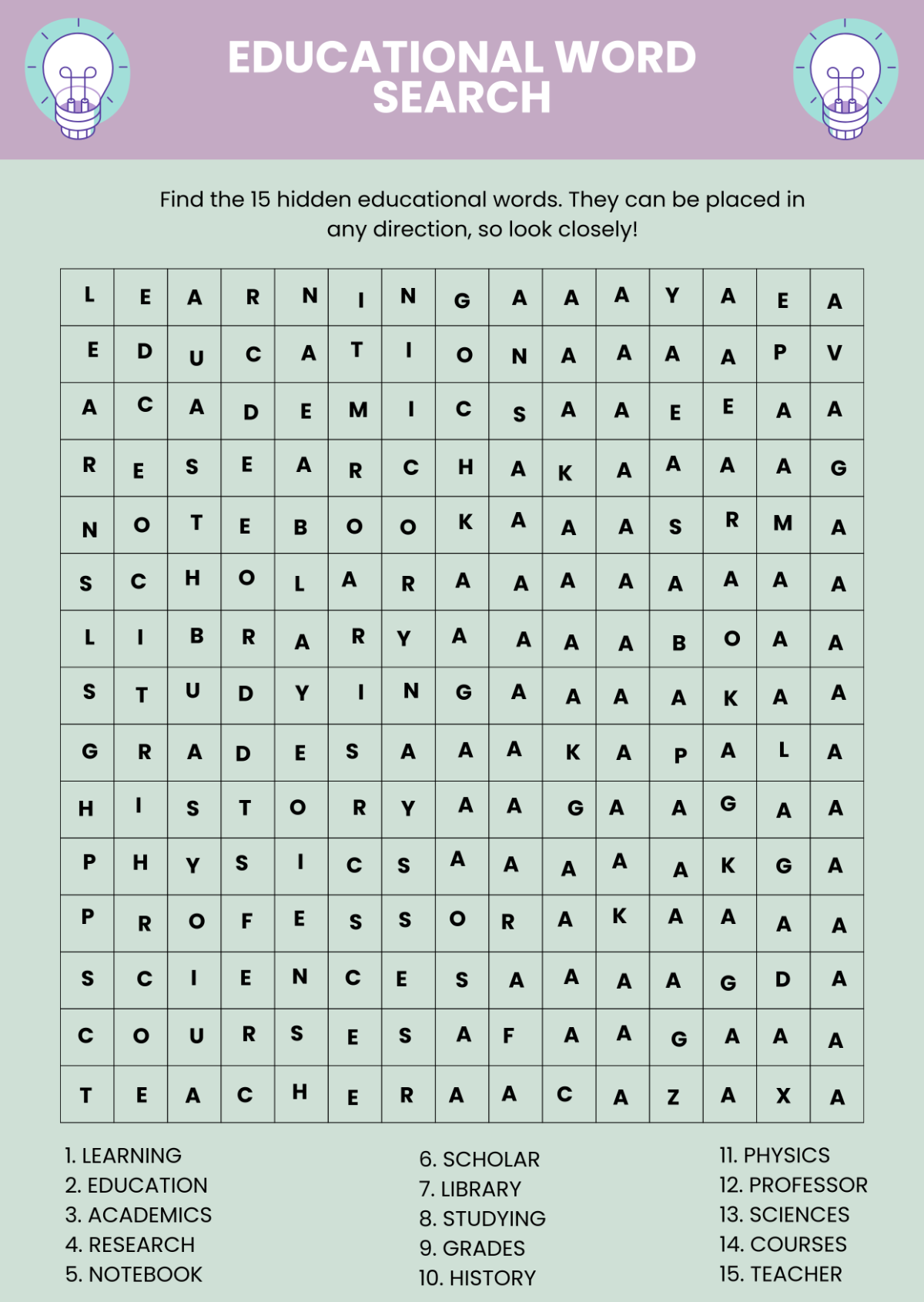 Online Word Search Template
