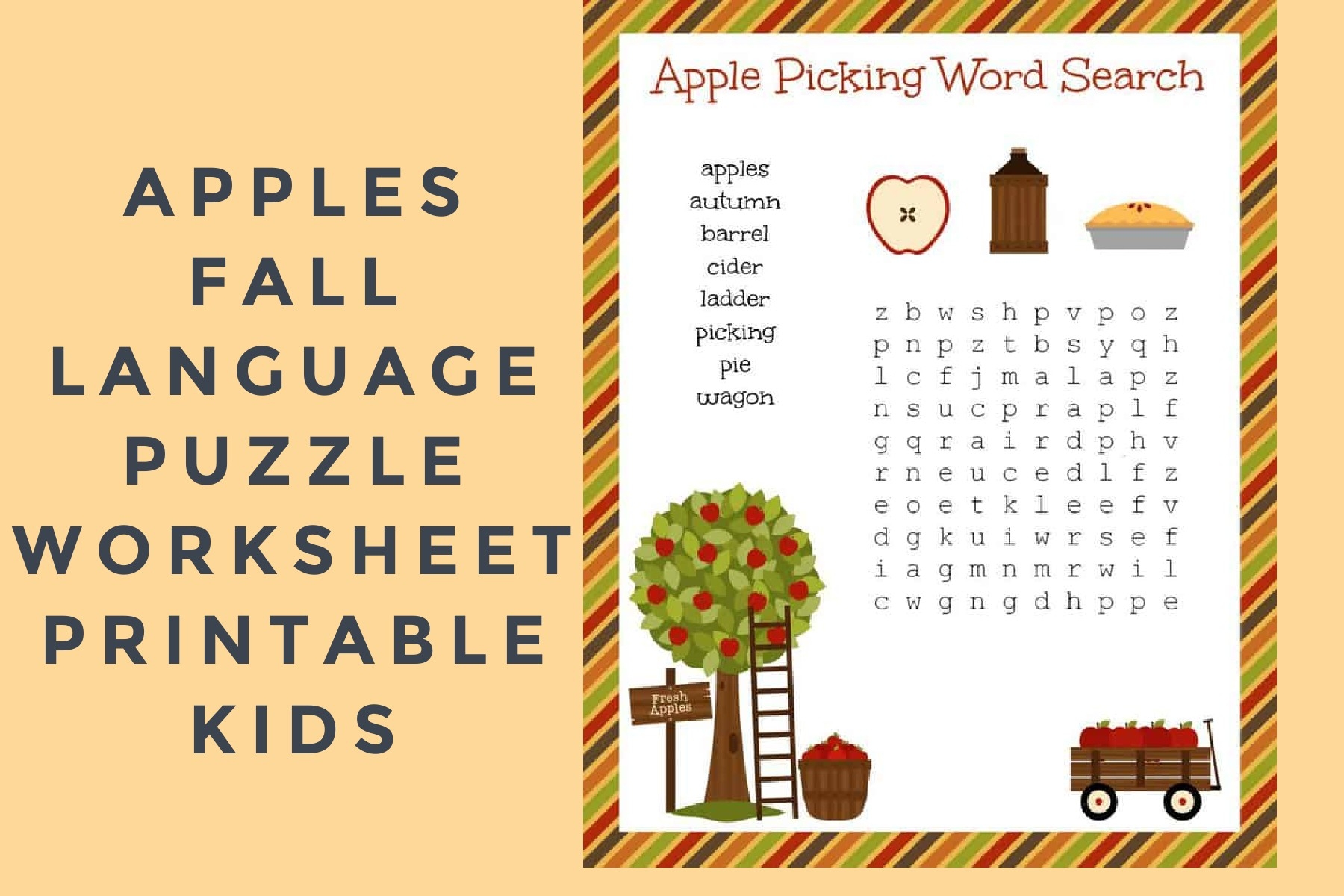 free fall festive apple picking word search printable worksheet