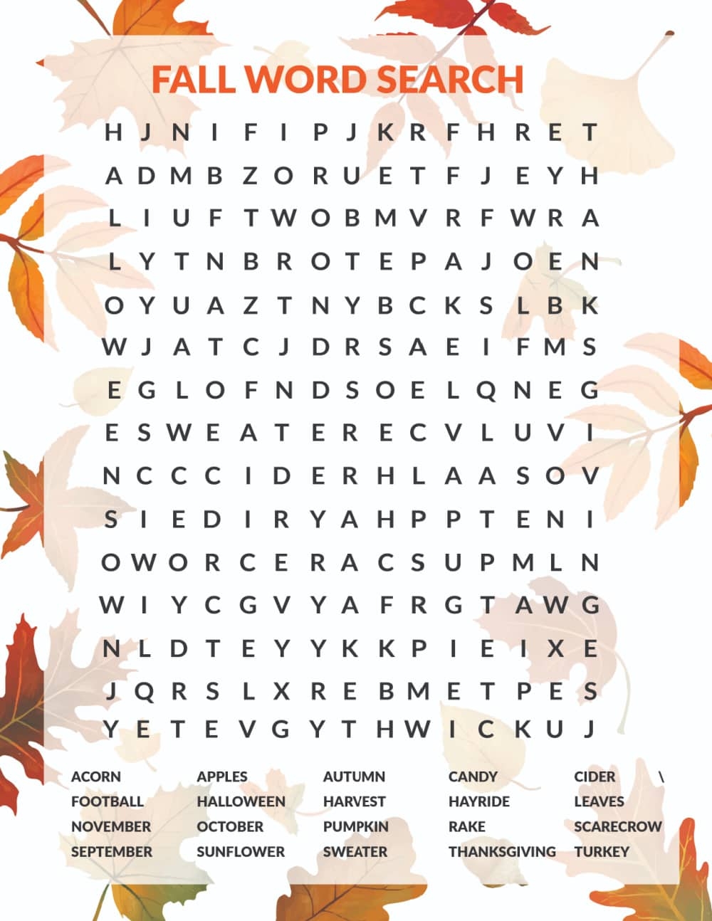 free fall word search printable freebie finding mom worksheets