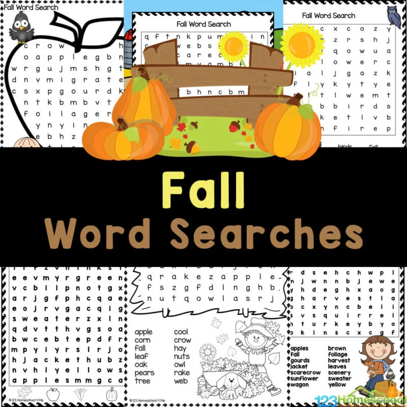 free fall word searches printable for kids