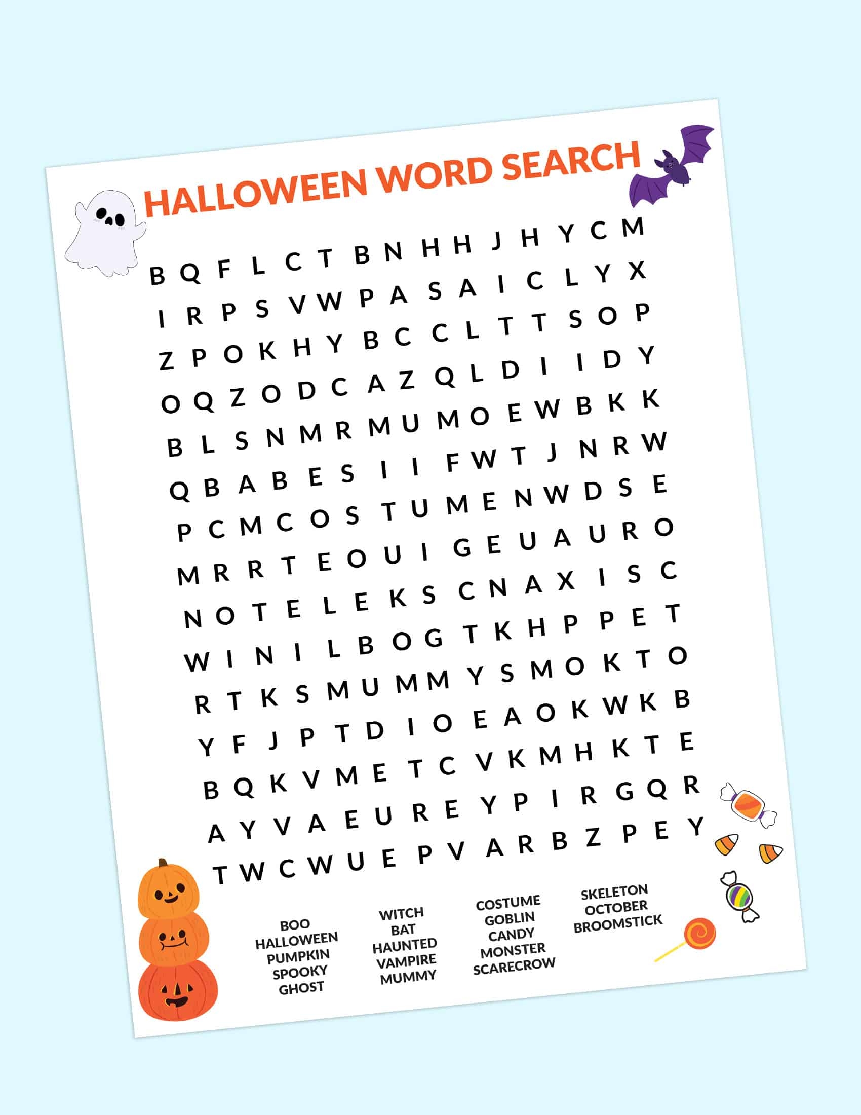 Free Halloween Word Search Printable