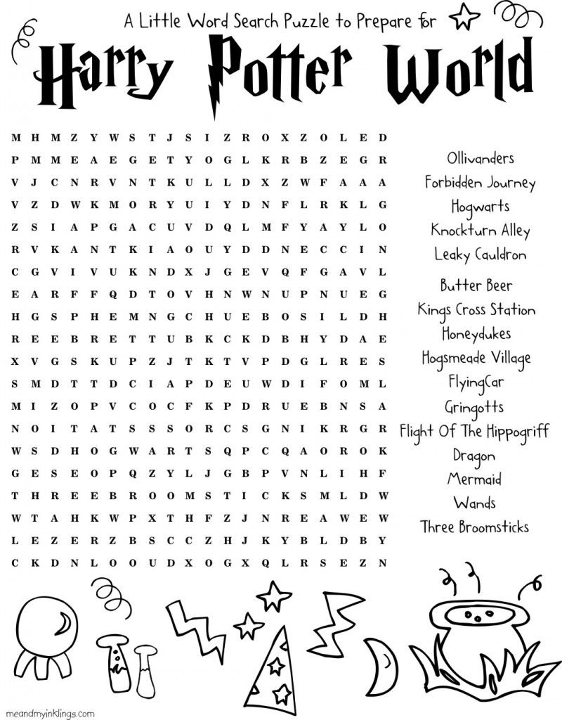 free harry potter wordsearch puzzle for kids of all ages