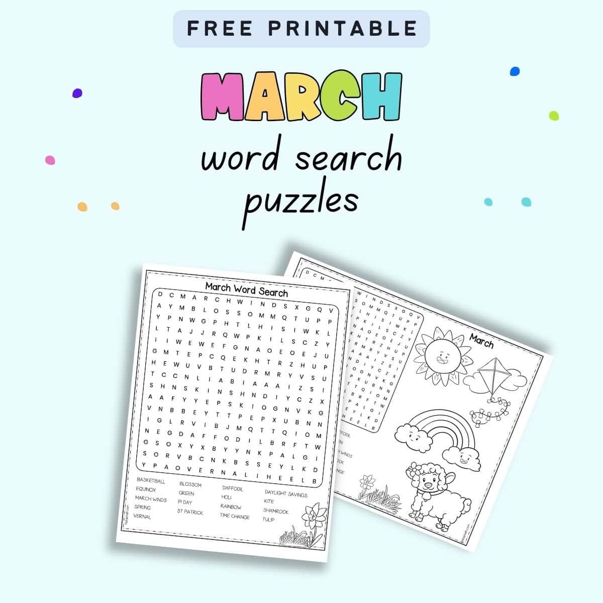 Word Search Pages Free Printables