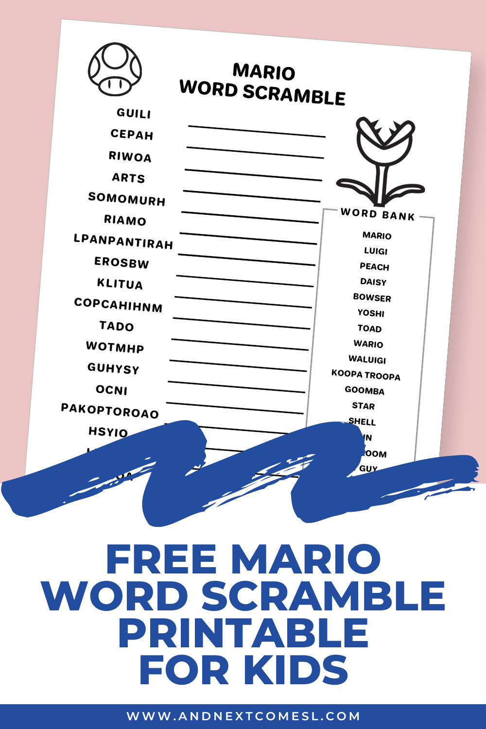 Free Mario Word Scramble Printable For Kids And Next Comes L Hyperlexia Resources