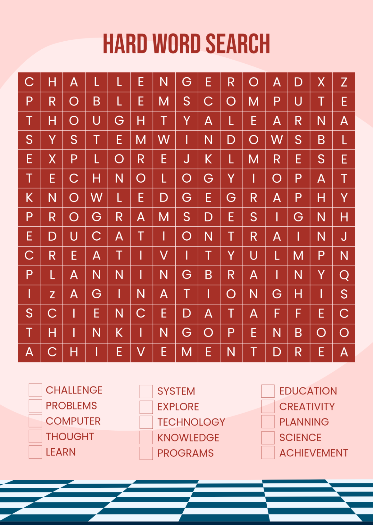 Medium Level Word Search