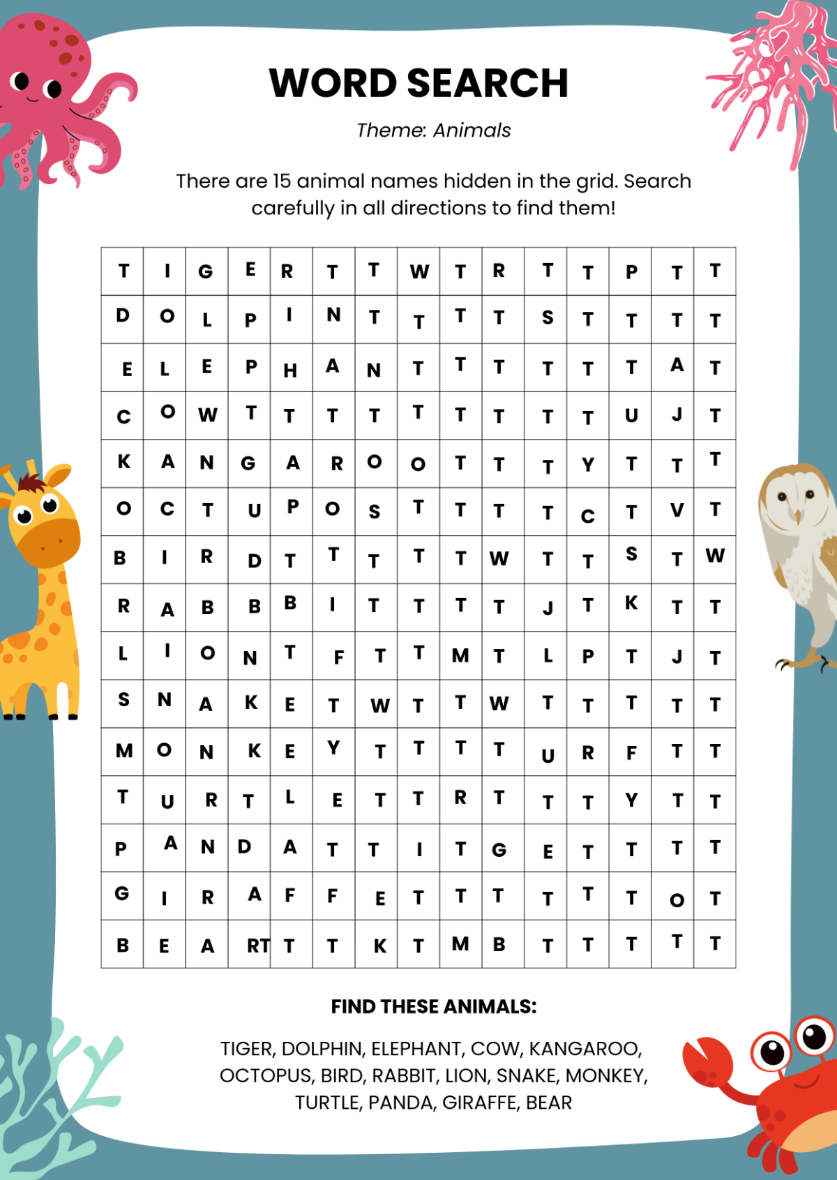 Word Search Puzzles Medium