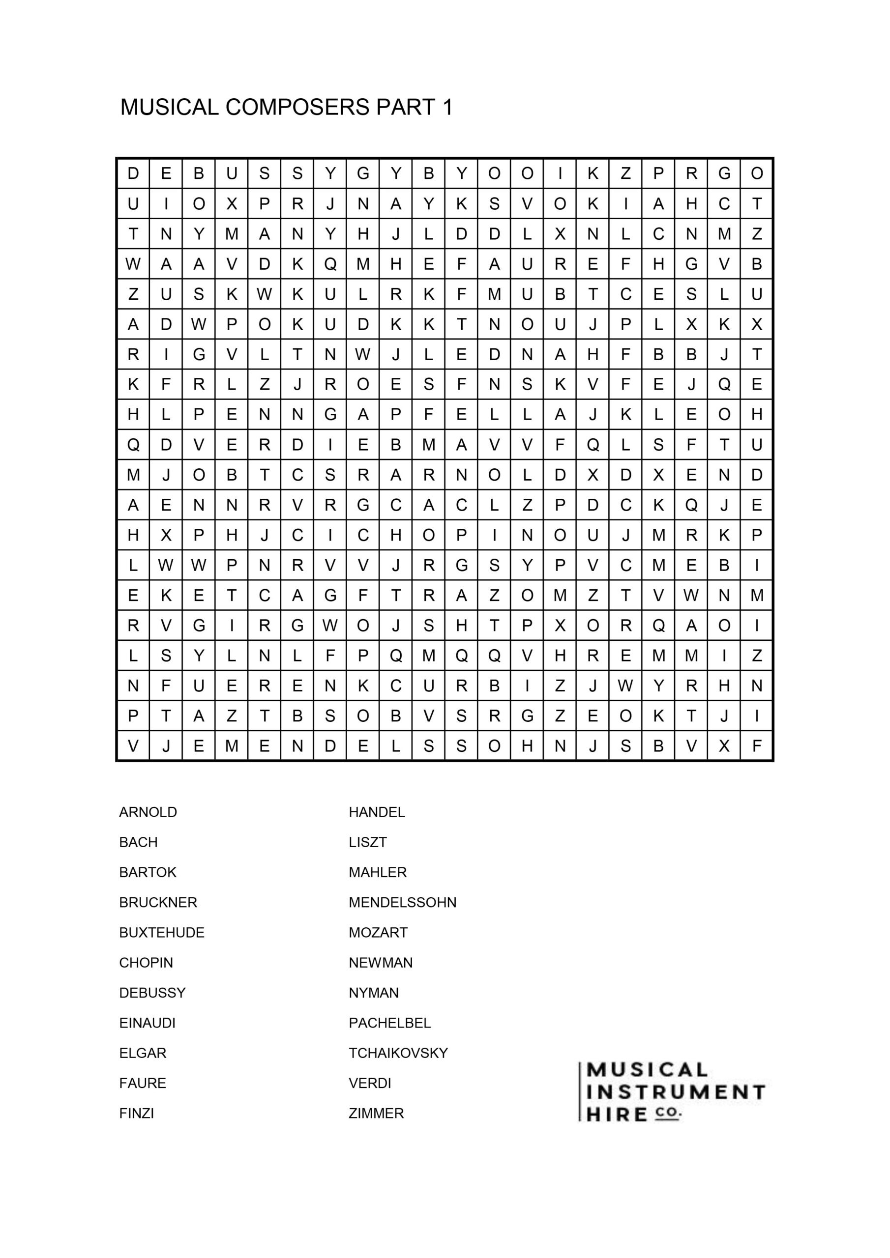 free music word search puzzles musical instrument hire co