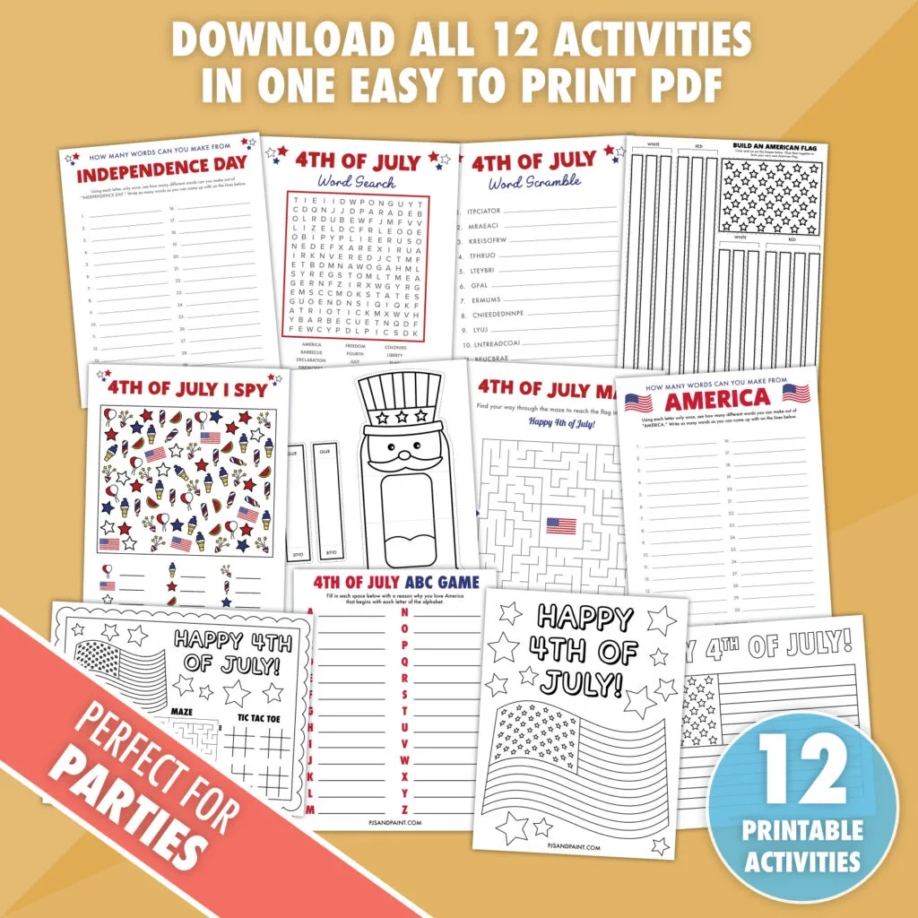 Free Printable 4th Of July Word Search Pjs And Paint
