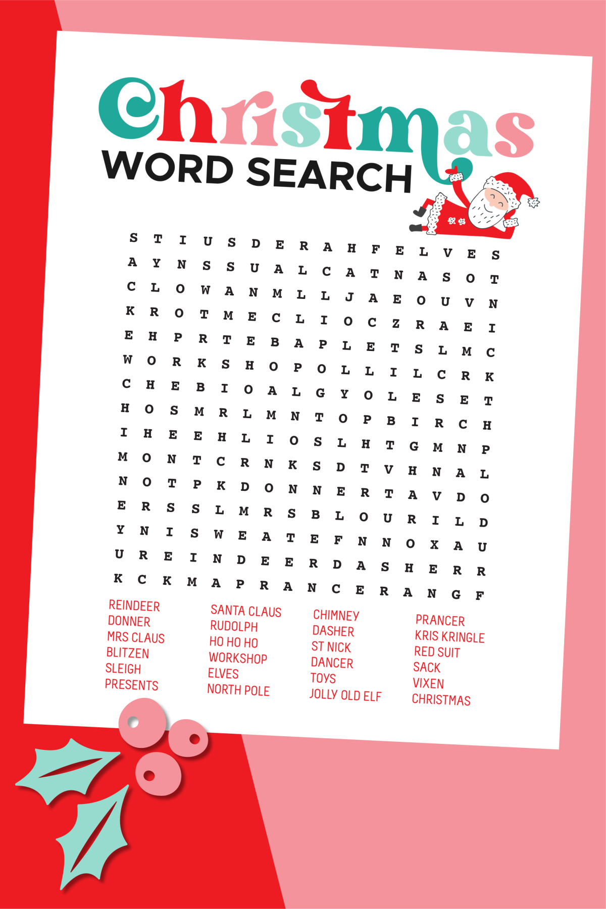 Xmas Word Search Printables