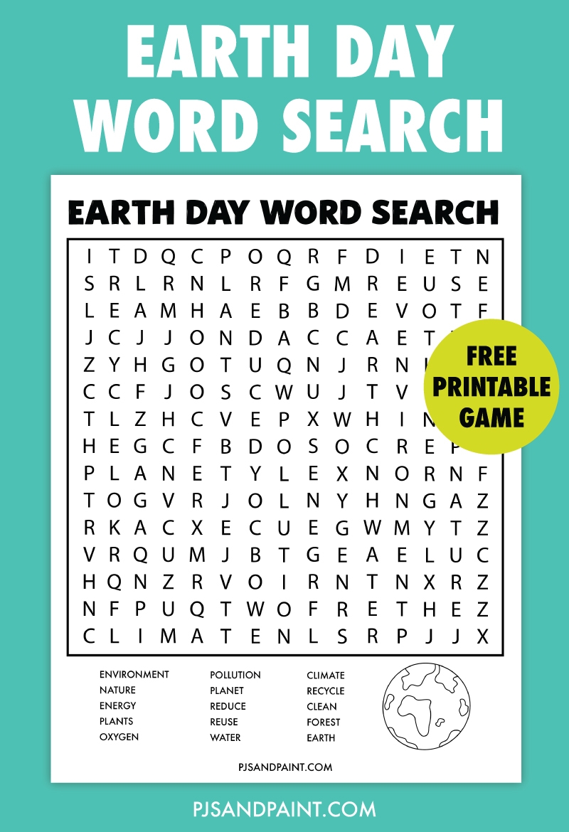 Free Printable Earth Day Word Search Pjs And Paint