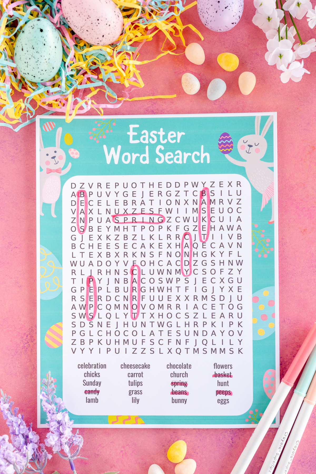 free printable easter word search 2 versions play party plan
