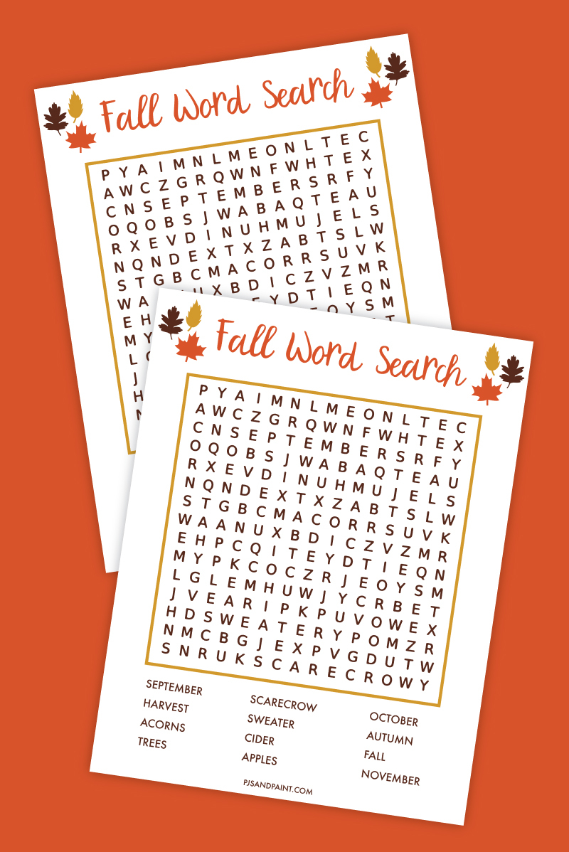 Free Printable Autumn Word Search Puzzles
