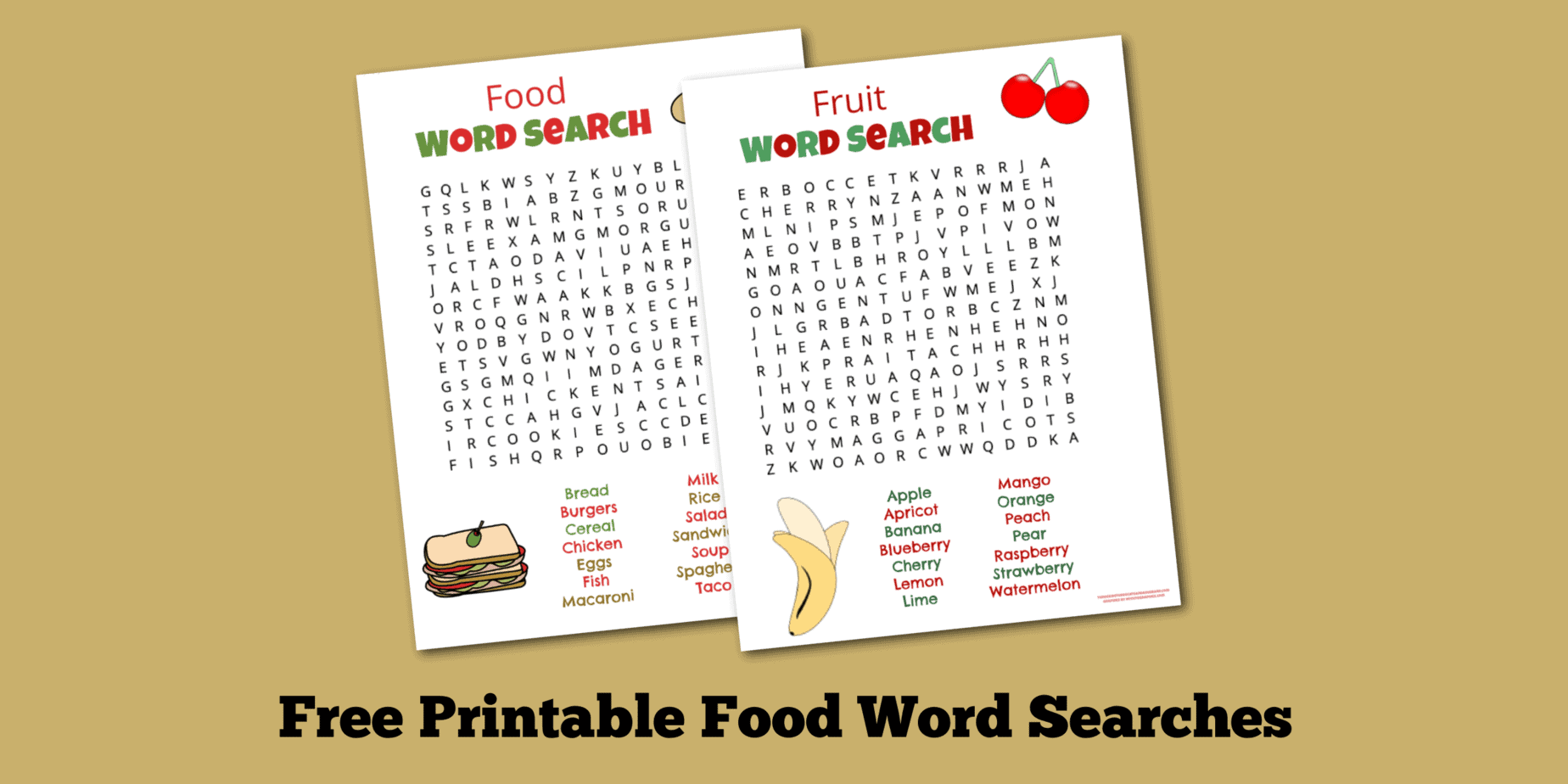 Free Printable Food Word Search Puzzles For Kids 2025 