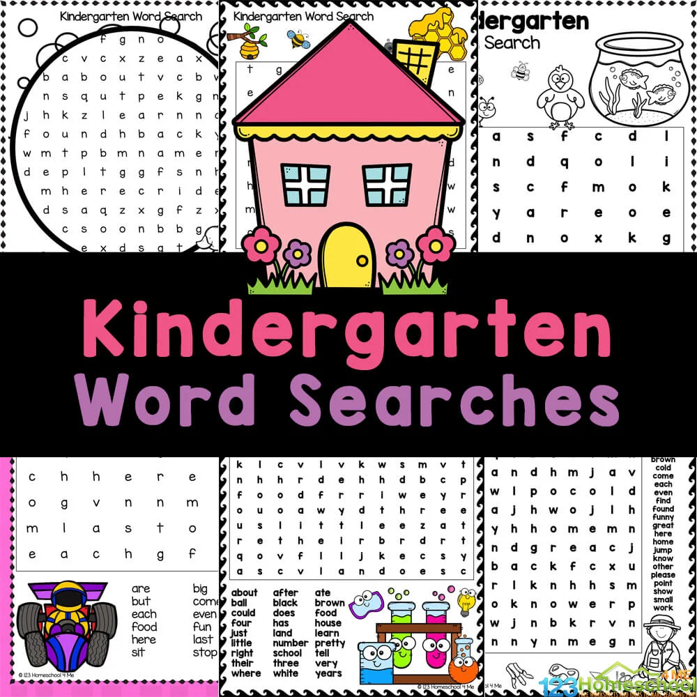 free printable kindergarten word searches