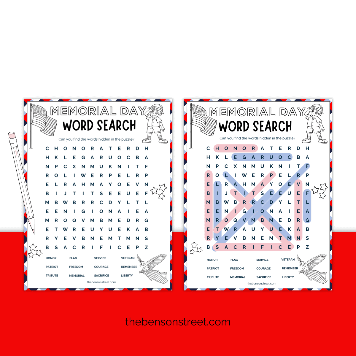 Free Printable Memorial Day Word Search Game The Benson Street