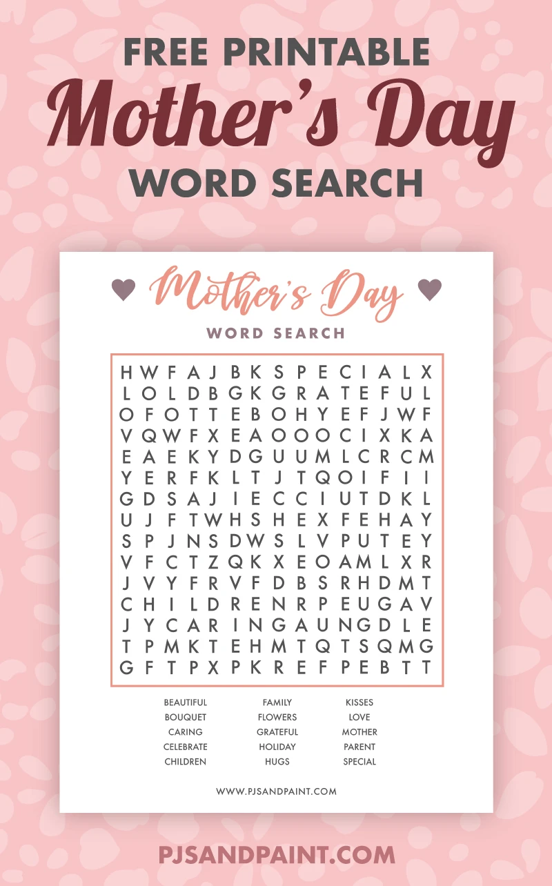 free printable mother s day word search pjs and paint