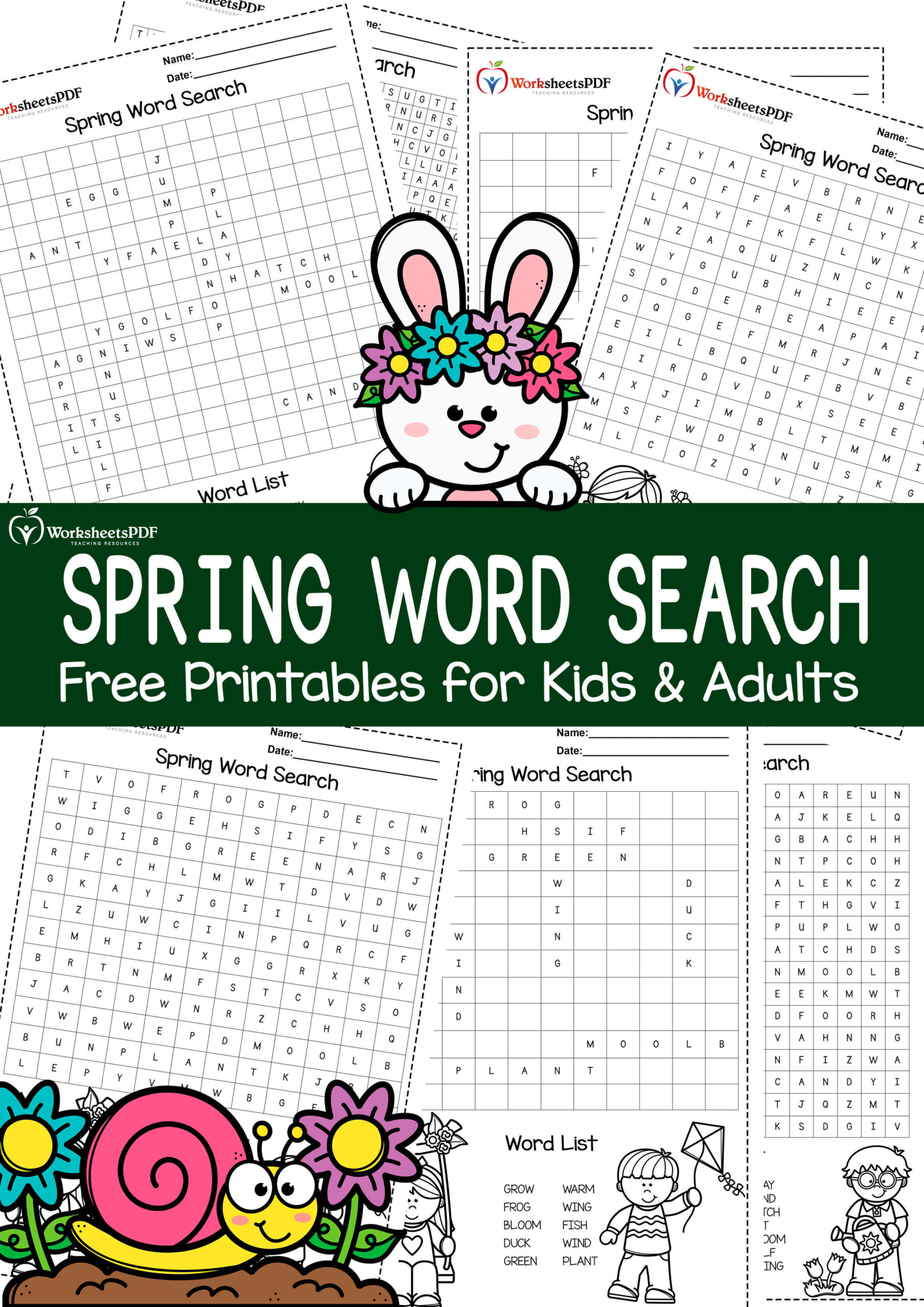 free printable spring word search with answers
