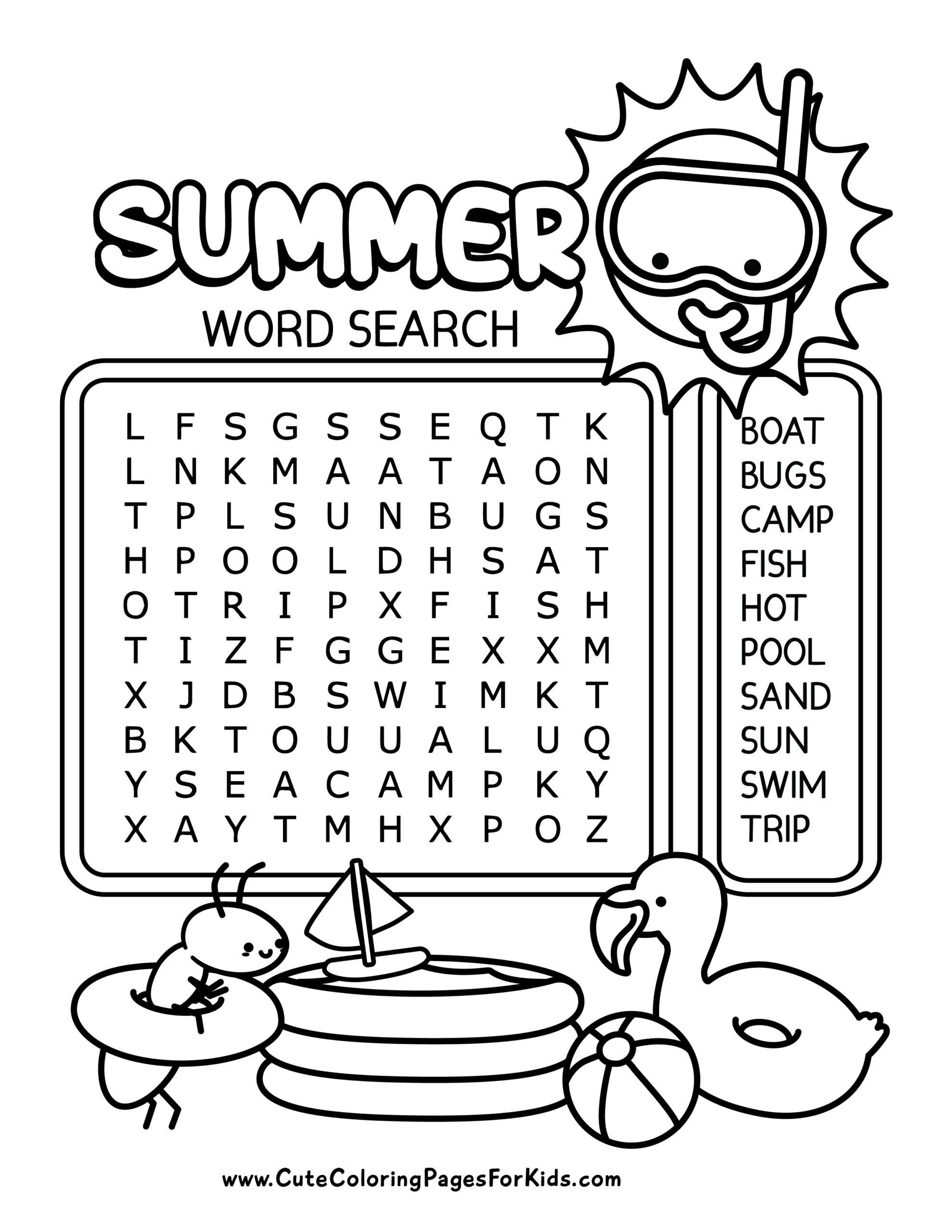 Summer Word Search Printable Pdf Summer Word Search Printable Pdf