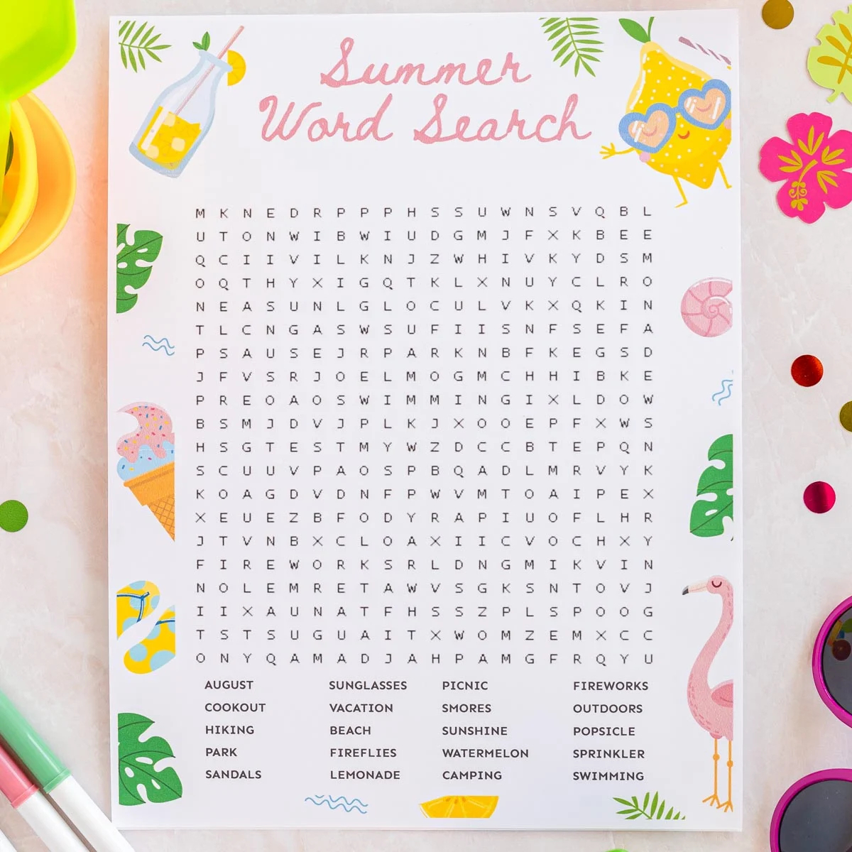 free printable summer word search puzzles play party plan