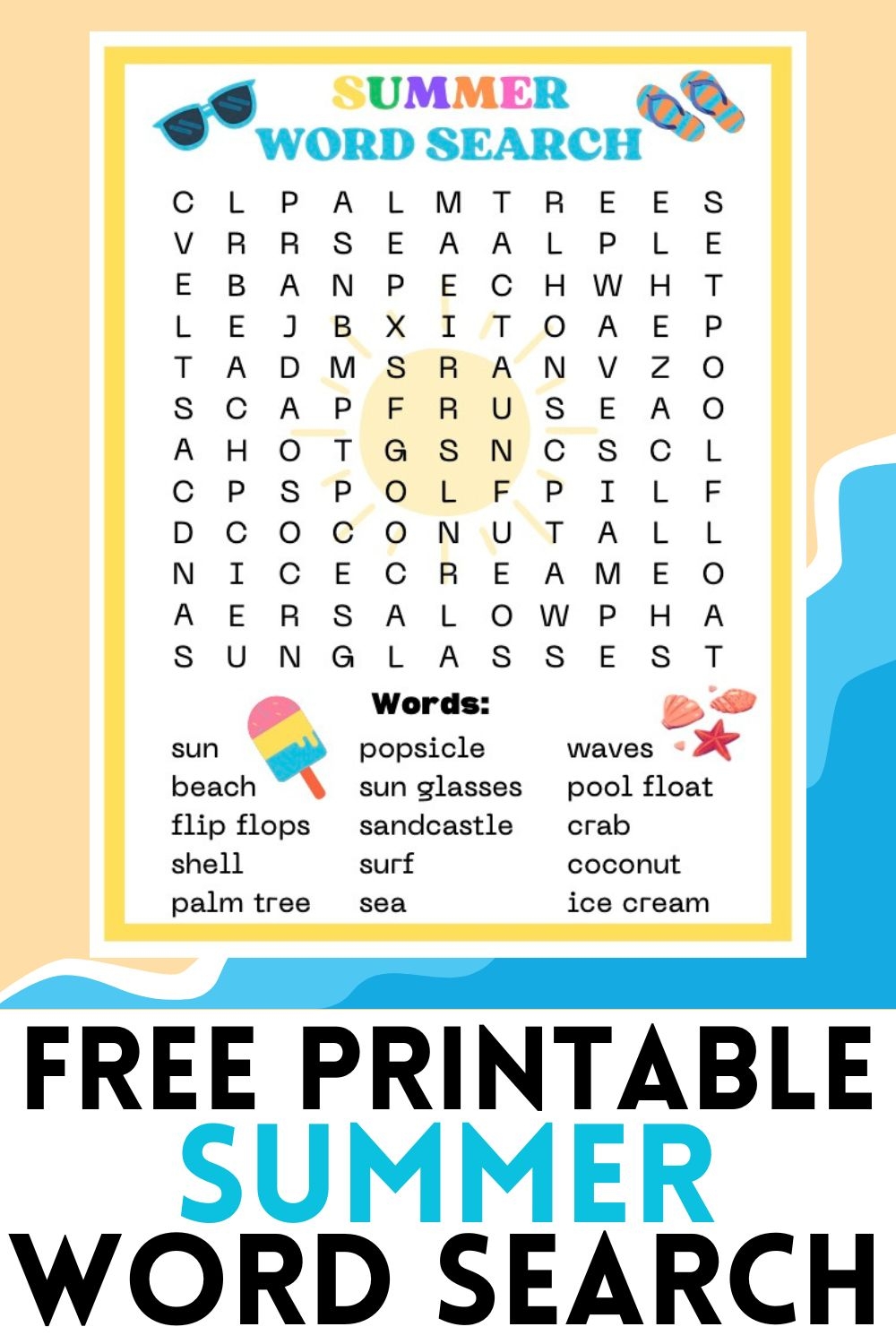 free printable summer word search free printable summer word search