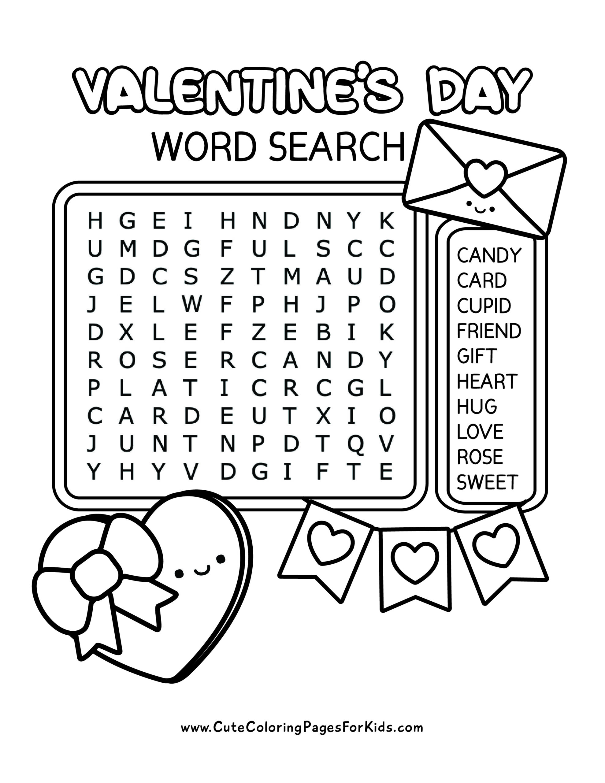 free printable valentines day word search for kids cute worksheets library