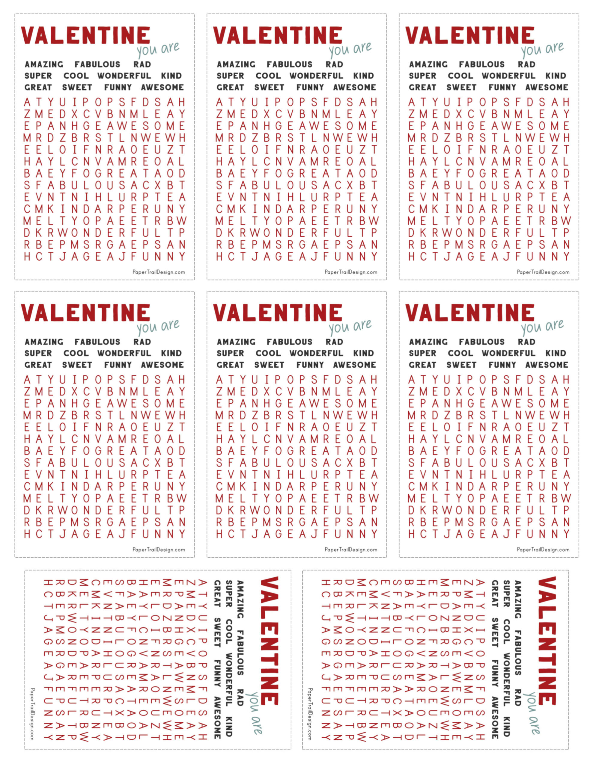 free printable valentines word search paper trail design