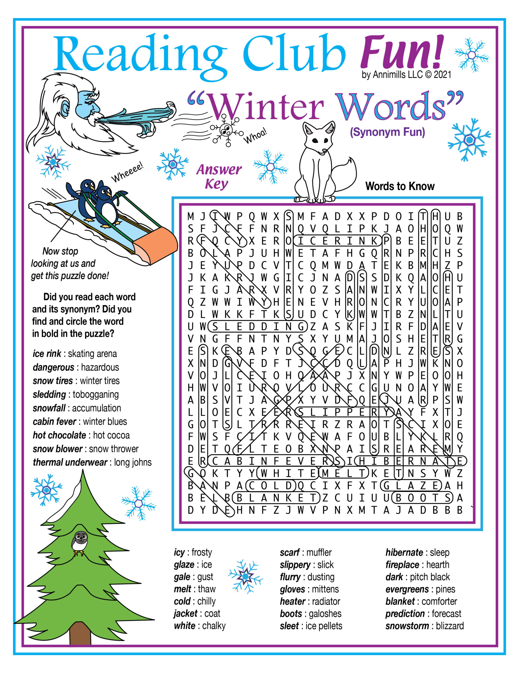 free printable winter crossword
