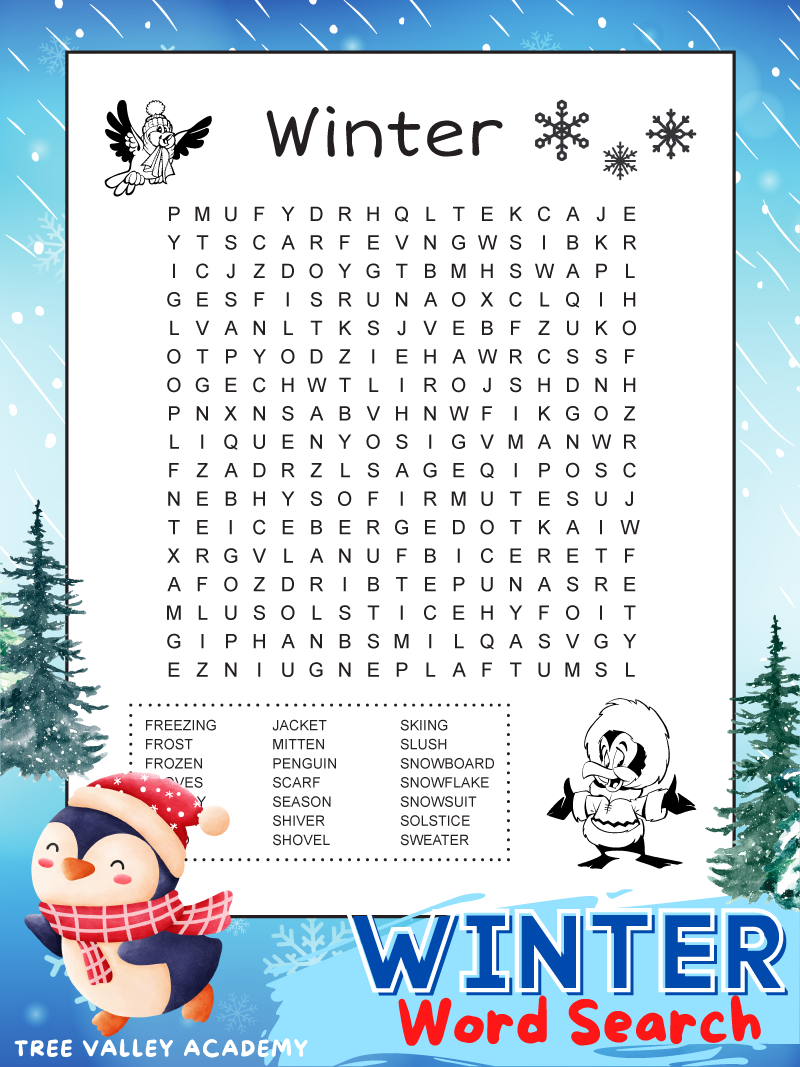 Winter Word Searches Free Printable