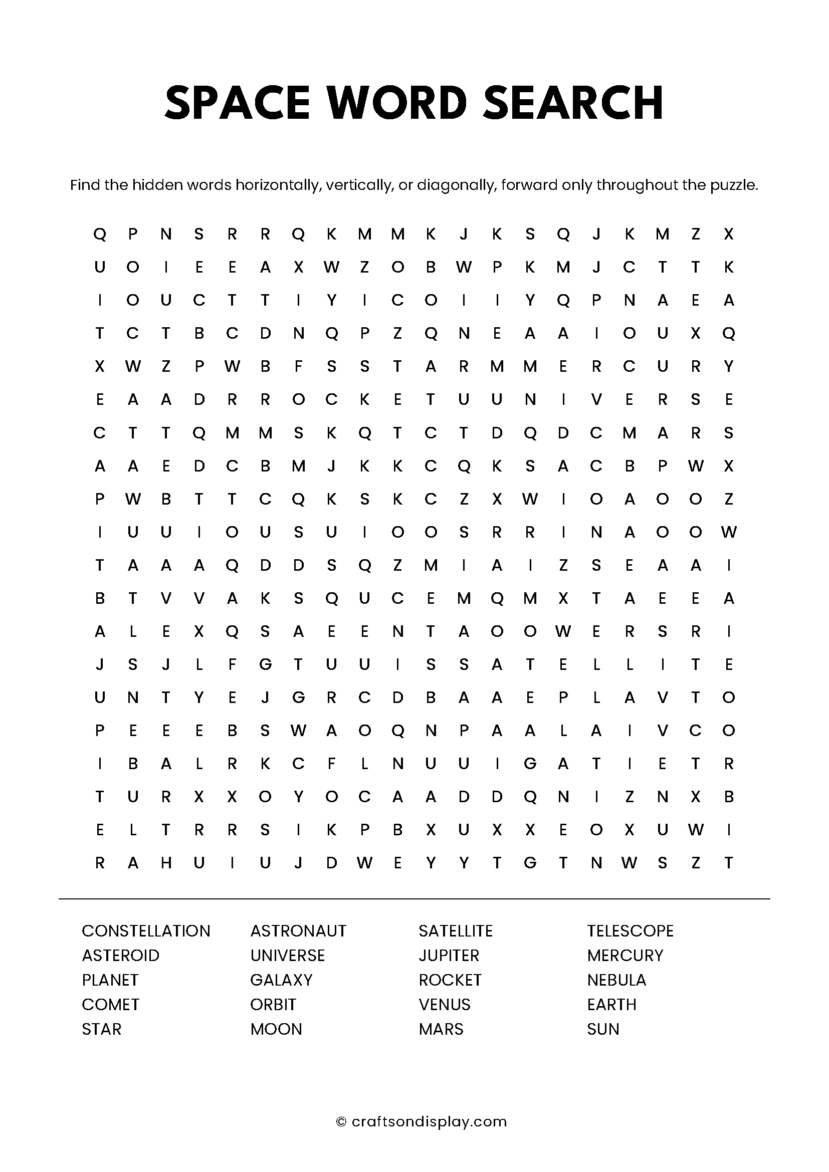 Free Printable Word Search Worksheet