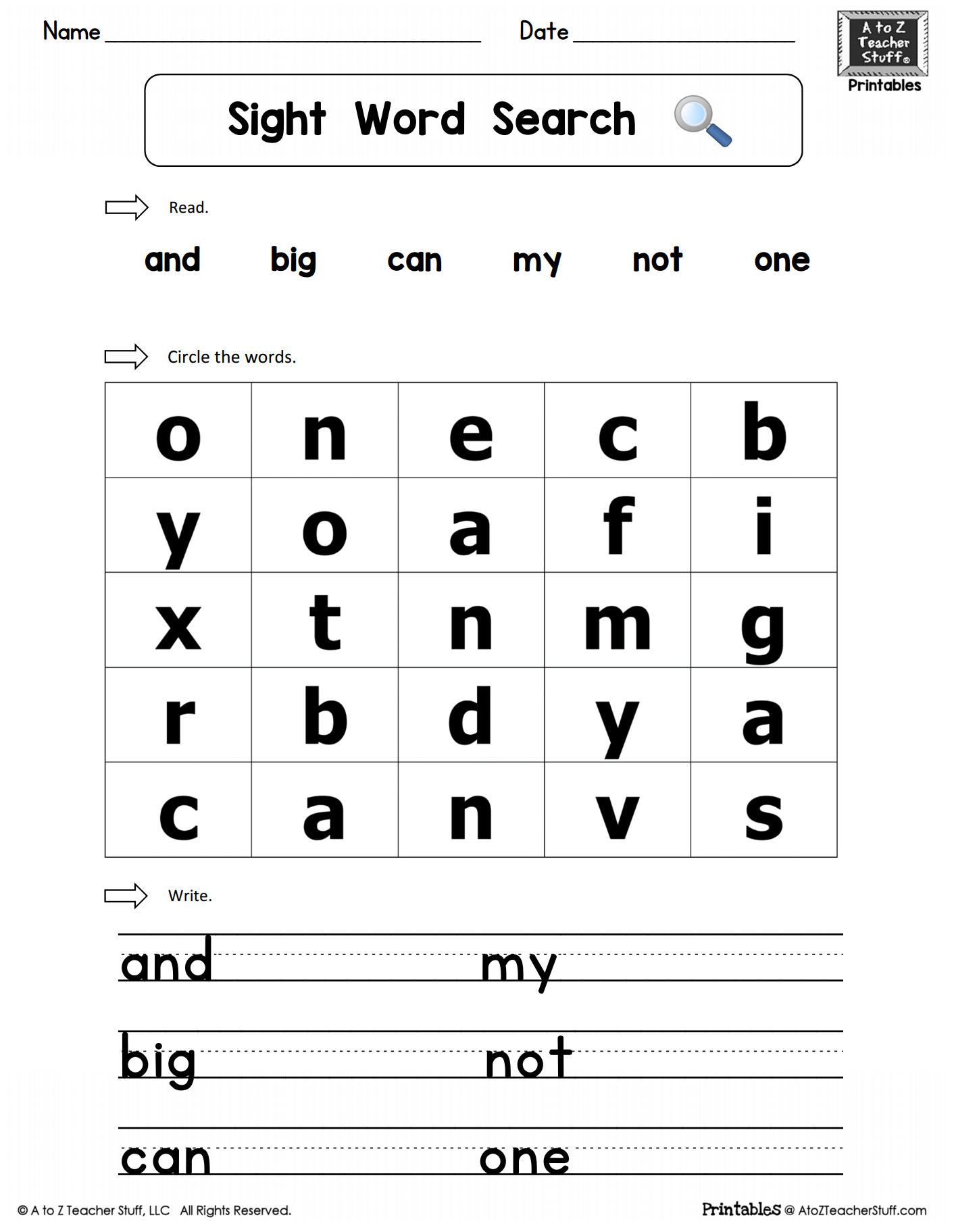 Printable Word Search For Kindergarten