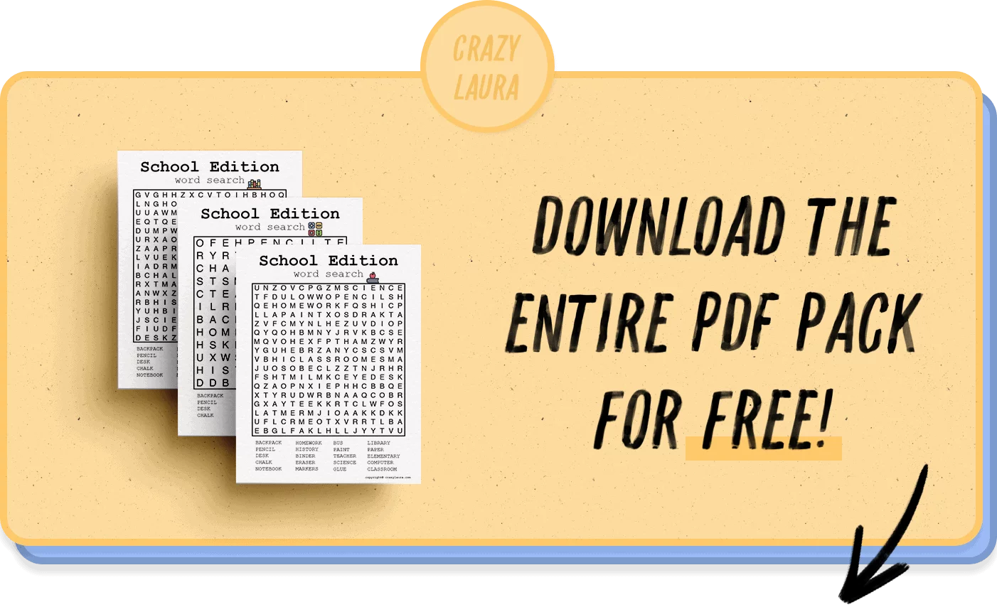 Free School Word Search Printable Games PDF Sheets Crazy Laura