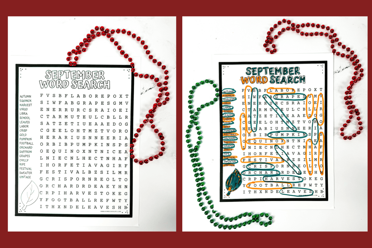 Free September Word Search Printable