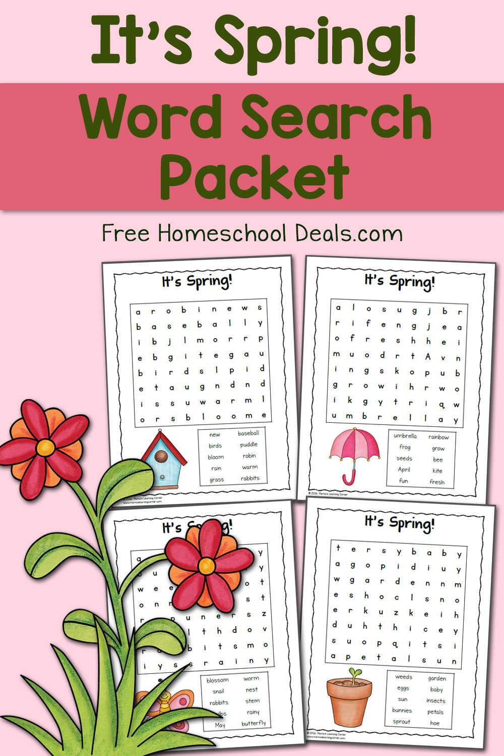 free spring word search packet instant download