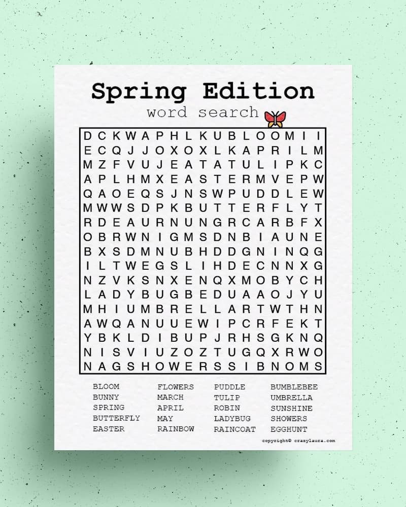 free spring word search printable game sheets for